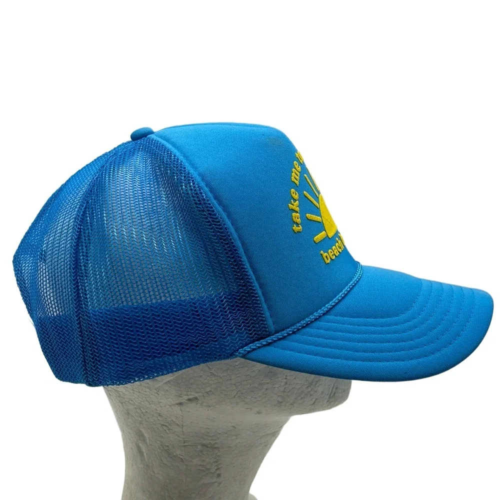 Beach Babies Take Me to the Beach Trucker Hat Blue Yellow Foam Mesh Snapback